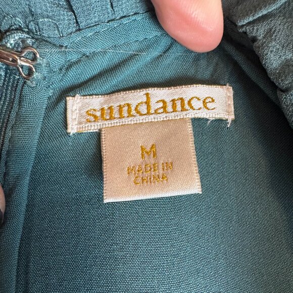 Sundance Lace Maxi Dress Size Teal Ruffle Tiered Womens Long Wrap  Med - Picture 8 of 8